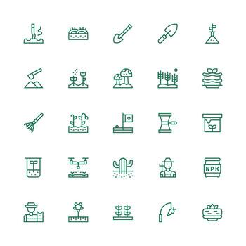 Soil Icon Set with 25 Medium Stroke Outline Graphics Creative Icon Set vector