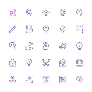 Medium Stroke Outline Icons from Creativity Set with 25 Vectors Full Icon Library for UI Designers