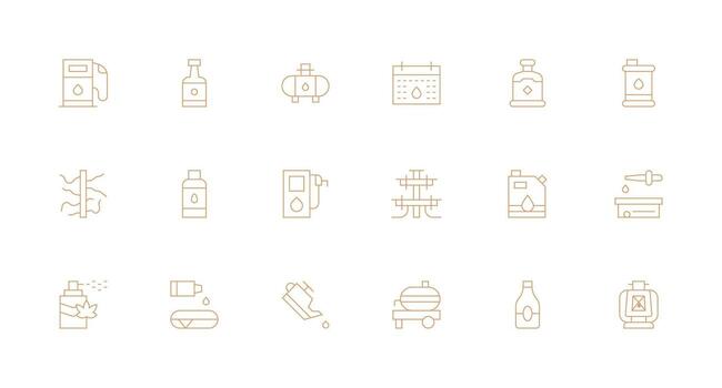 18 Minimal Line Vectors for Oil Theme Sharp Icons for Presentations