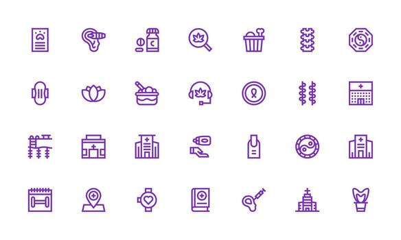 28 Bold Line Icons for Wellness Graphics Minimal Icon Set for Interface Projects vector