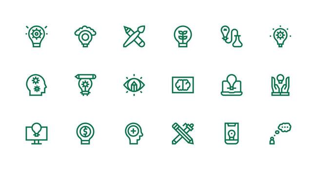 18 Icons for Creativity in Strong Stroke Line Format Smart Icon Collection vector