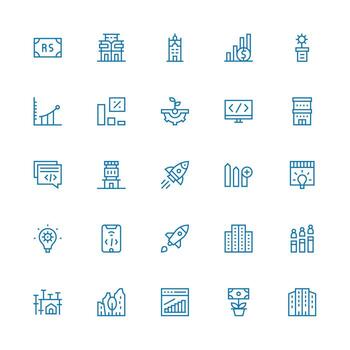 Development Set with 25 Medium Stroke Outline Icons Essential Icon Collection vector
