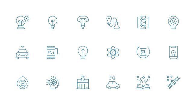 18 Innovation Icons in Minimal Line Aesthetic Flexible Icon System for Web Interfaces vector