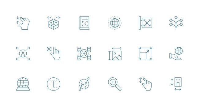 Minimal Line Style Expand Icons with 18 Vectors Scalable Icons for Cross-Platform Interfaces