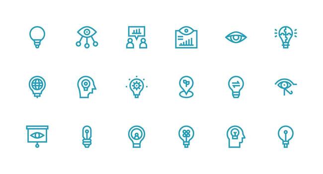 18 Insight Icons in Strong Stroke Line Aesthetic Sharp Icons for Presentations vector