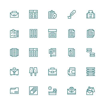 Documents Icon Collection with 25 Medium Stroke Outline Designs Organized Glyph Icons for Fast Design vector