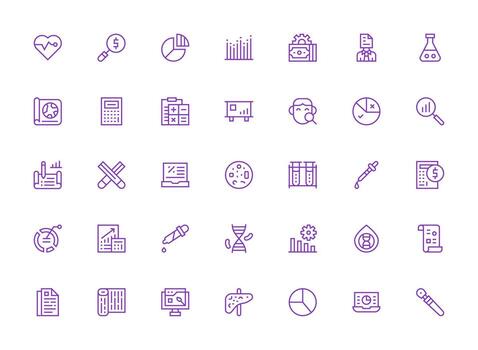 35 Icons for Analysis in Regular Clean Line Format Theme-Based Icon Pack vector