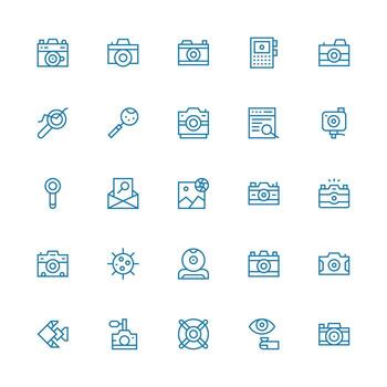 Lens Icon Collection with 25 Medium Stroke Outline Designs Interface Icons for Daily Use vector