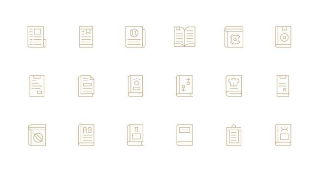 Minimal Line Style Manual Icons with 18 Vectors High-Resolution Icons for Any Platform