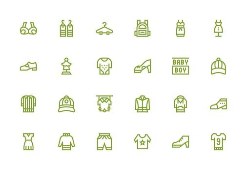 Apparel featuring 24 Icons in Thick Line Line Design Icon Pack for UI vector