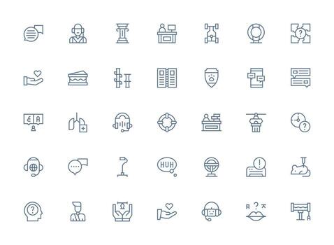 Support Icon Collection with 35 Regular Clean Line Designs Essential Icon Set for Teams vector