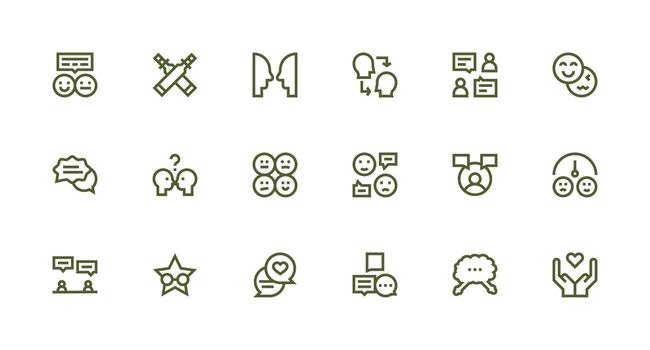 Strong Stroke Line Style Opinion Icons with 18 Vectors Icon Pack for UI