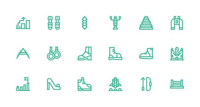 18 Icons for Climbing in Strong Stroke Line Format Scalable Icon Pack vector