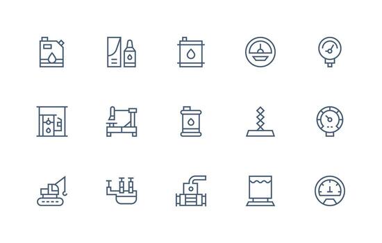 Hydraulic featuring 15 Icons in Regular Line Design Icon Set for Web vector