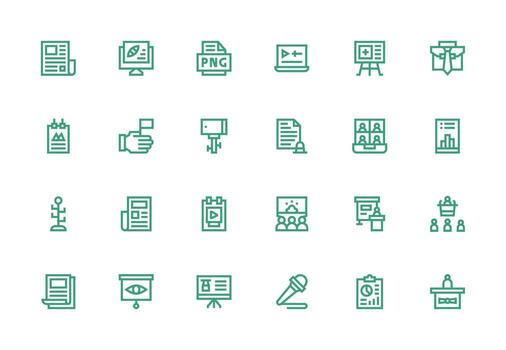 24 grueso línea línea diseños para presentación íconos pulcramente diseñado íconos para web plataformas vector