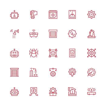 Medium Stroke Outline Style Automation Icons with 25 Vectors UI Icon Set