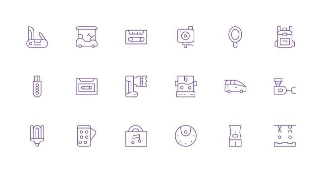 mínimo línea estilo compacto íconos con 18 vectores icono conjunto