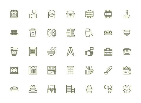 35 Icons for Holding in Regular Clean Line Format Complete Icon Set for Mobile Apps vector