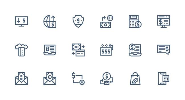 Digital Payment featuring 18 Icons in Strong Stroke Line Design Pixel Perfect Icon Set vector