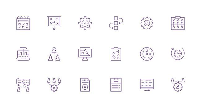 18 Minimal Line Style Icons from Workflow Collection Quick Access Icons for UI Development vector