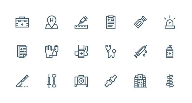 Hospital Set with 18 Strong Stroke Line Icons UI and UX Focused Icon Collection vector