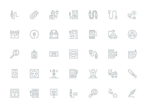 35 Light Line Vectors for Plug Theme Sharp Icons for Presentations