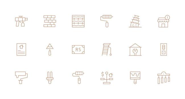 18 Minimal Line Vectors for Renovation Theme Smart Icon Collection
