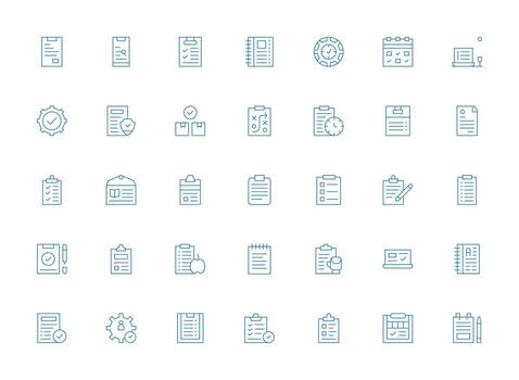 Checklist Design Icons featuring 35 in Light Line Style App Icon Pack vector