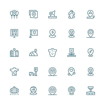 25 Medium Stroke Outline Vectors for Spot Theme Web and App Icon Pack Collection