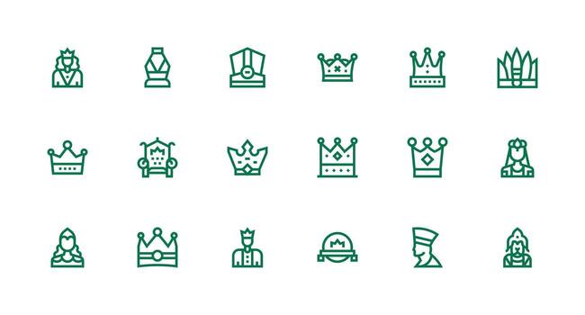 18 Icons for Monarch in Strong Stroke Line Format UI-Ready Icon Collection vector