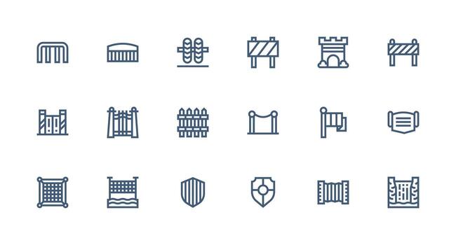 18 Strong Stroke Line Icons for Barrier Graphics Customizable Icon Series for Mobile Screens vector