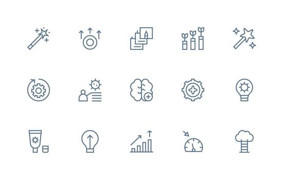 mejora conjunto con 15 regular línea íconos aplicación icono paquete vector