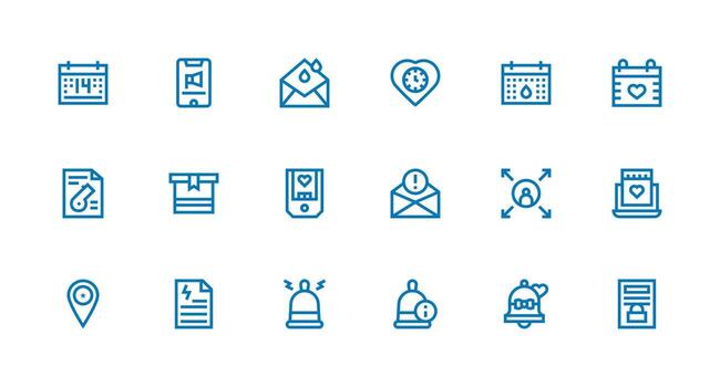 Important Icon Set with 18 Strong Stroke Line Graphics Icon Set for Web vector