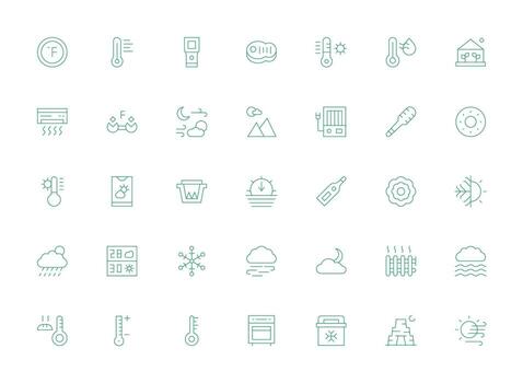 35 Light Line Style Icons from Temperature Collection Compact Icon Set vector