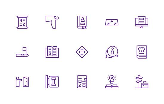 Guide Visual Pack containing 15 Regular Line Icons Theme-Based Icon Pack vector