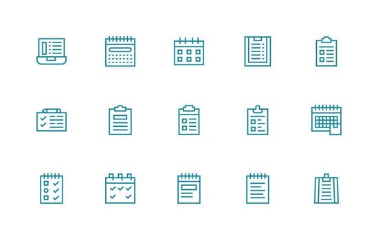 Tasks Set with 15 Regular Line Icons Standard Icon Pack vector