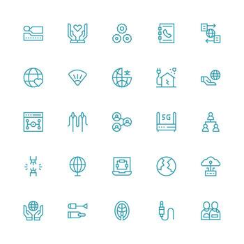 Medium Stroke Outline Style Connection Icons with 25 Vectors Multi-Style Icons for Creative Projects