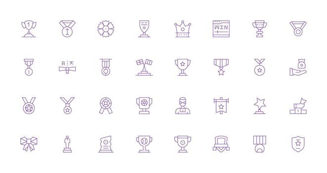 32 Thin Line Designs for Trophy Icons Core Icon Collection for Daily Tasks vector