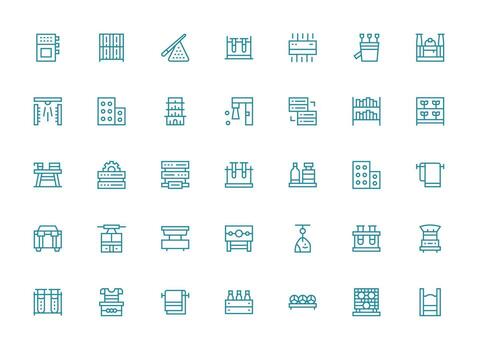 35 Icons for Rack in Regular Clean Line Format Multi-Style Icon Collection vector