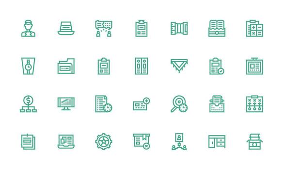 Management Icon Collection with 28 Bold Line Designs Clean Icon Collection for Web Use vector