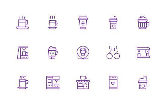 15 Regular Line Style Icons from Cappuccino Collection Compact Icon Pack vector