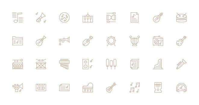 Thin Line Icons from Melody Set with 32 Vectors Complete Icon Set for Mobile Apps