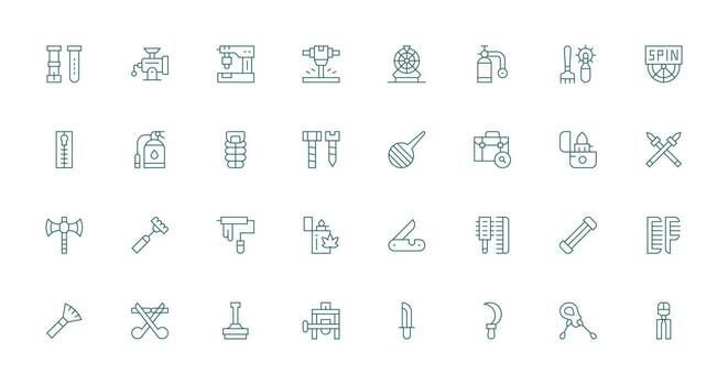 32 herramienta íconos en Delgado línea estético tablero icono serie vector