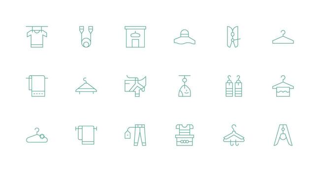 mínimo línea estilo percha íconos con 18 vectores limpiar icono colección para web utilizar