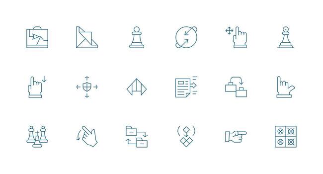 18 Icons for Move in Minimal Line Format Organized Pack for Project Assets vector