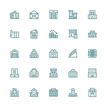 25 Medium Stroke Outline Vectors for Property Theme Web and App Icon Pack Collection
