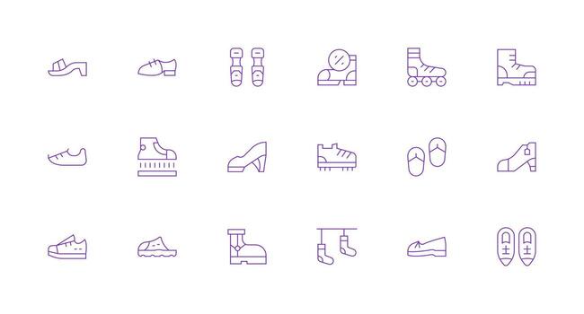 Footwear featuring 18 Icons in Minimal Line Design Sharp Icons for Presentations vector