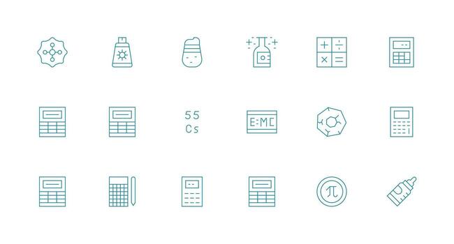 Formula including 18 Minimal Line Illustrations Interface Icon Collection for Daily Projects vector