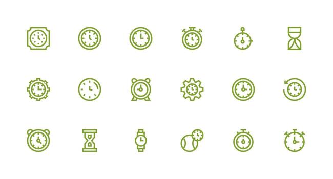 18 Icons for Chronometer in Strong Stroke Line Format UI and UX Focused Icon Collection vector