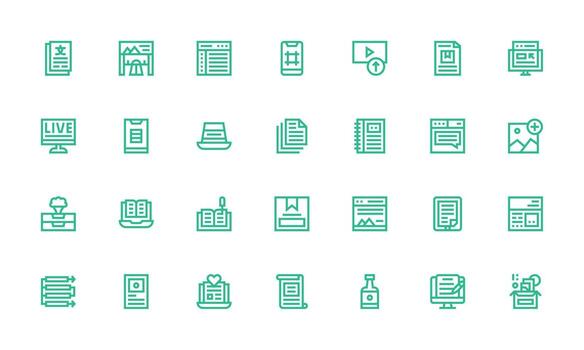 28 contenido íconos en negrita línea estético alta resolución íconos para ninguna plataforma vector